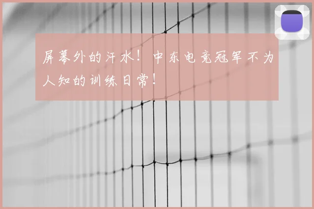 屏幕外的汗水！中东电竞冠军不为人知的训练日常！